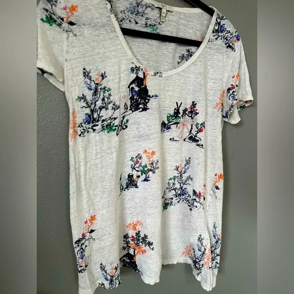 Joie Women’s Patterned Scoop Neck Short Sleeve Top Tee. Size: Medium. - Picture 4 of 13